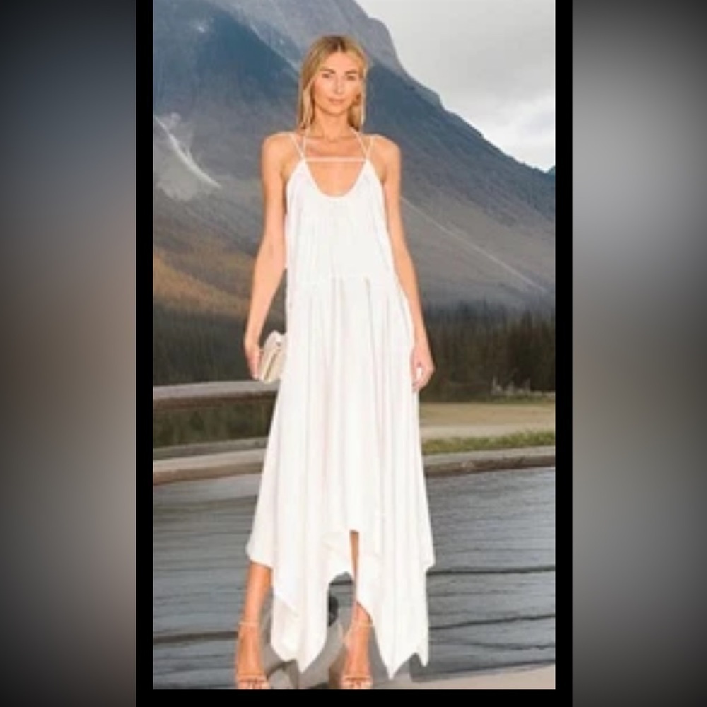 Free people beach white criss cross star fall maxi dress Xs 149$ whismy formal
